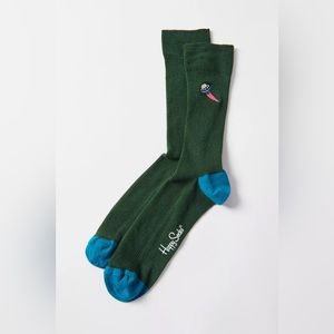 Happy Socks UFO Embroidered Ribbed Sock NWT